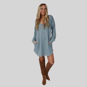 Three Bird Nest Women’s Nest Meadow Dress XL Blue Relaxed Soft Knit Pockets